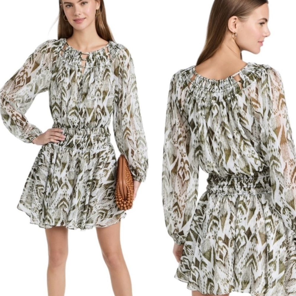 Miss Los Angeles, Mercy Ikat long sleeve mini dress